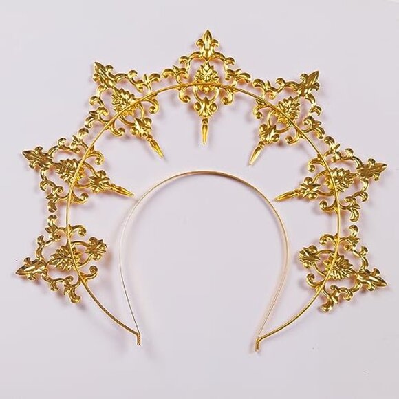 Vintage Baroque Halo Crown Headpiece Elegant Gothic Lolita Wedding Costume